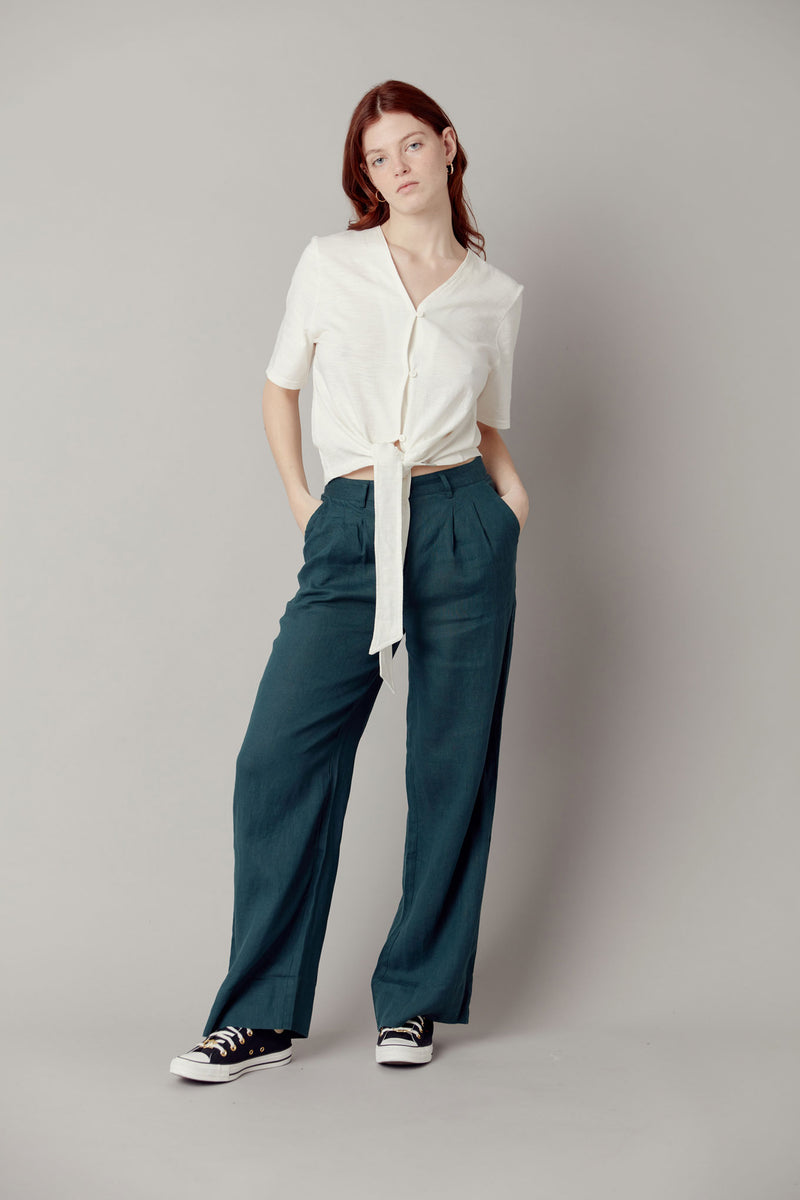 LION Organic Linen Trousers - Teal Green
