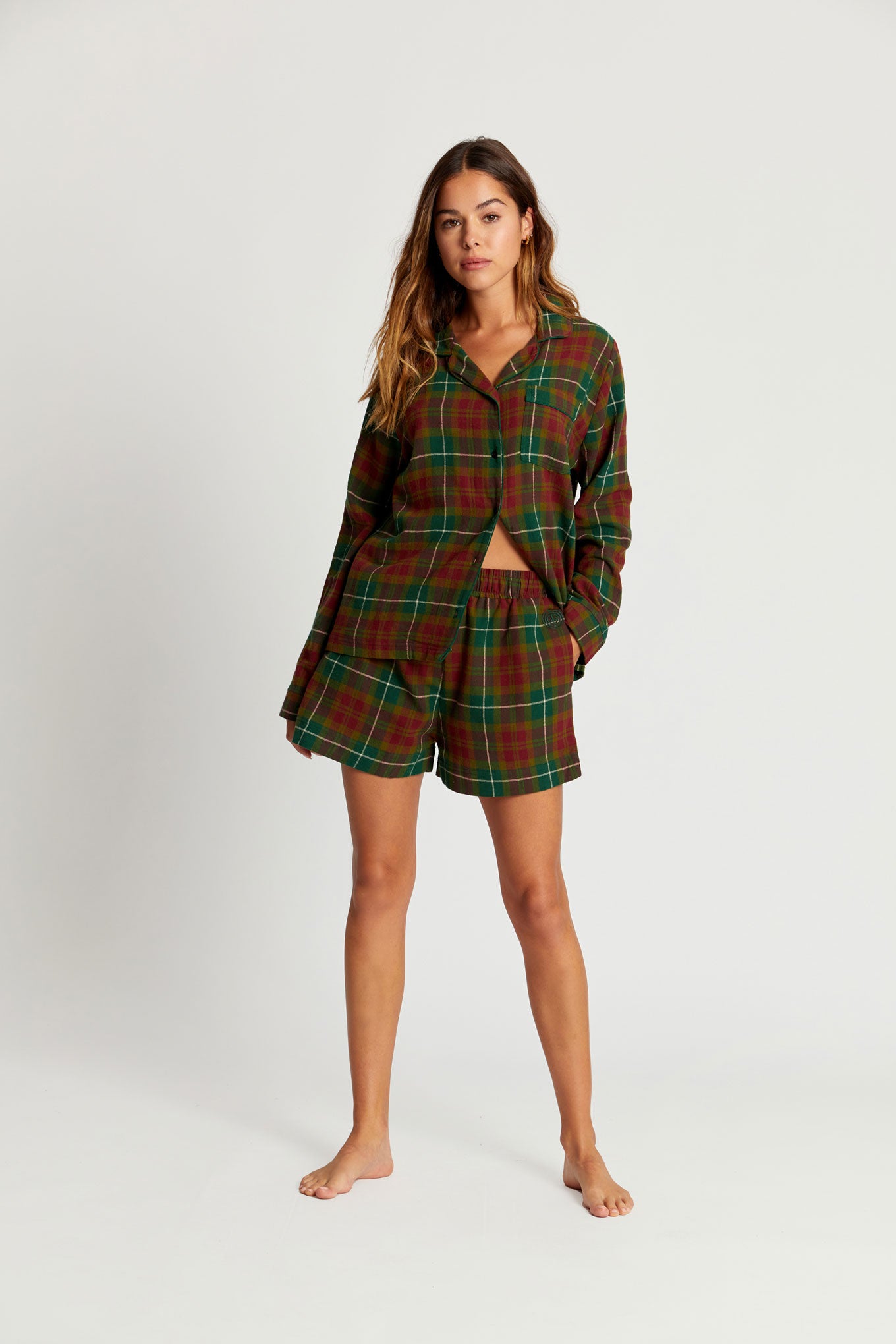 JIM JAM Womens - GOTS Organic Cotton Pyjama Shorts Set Green