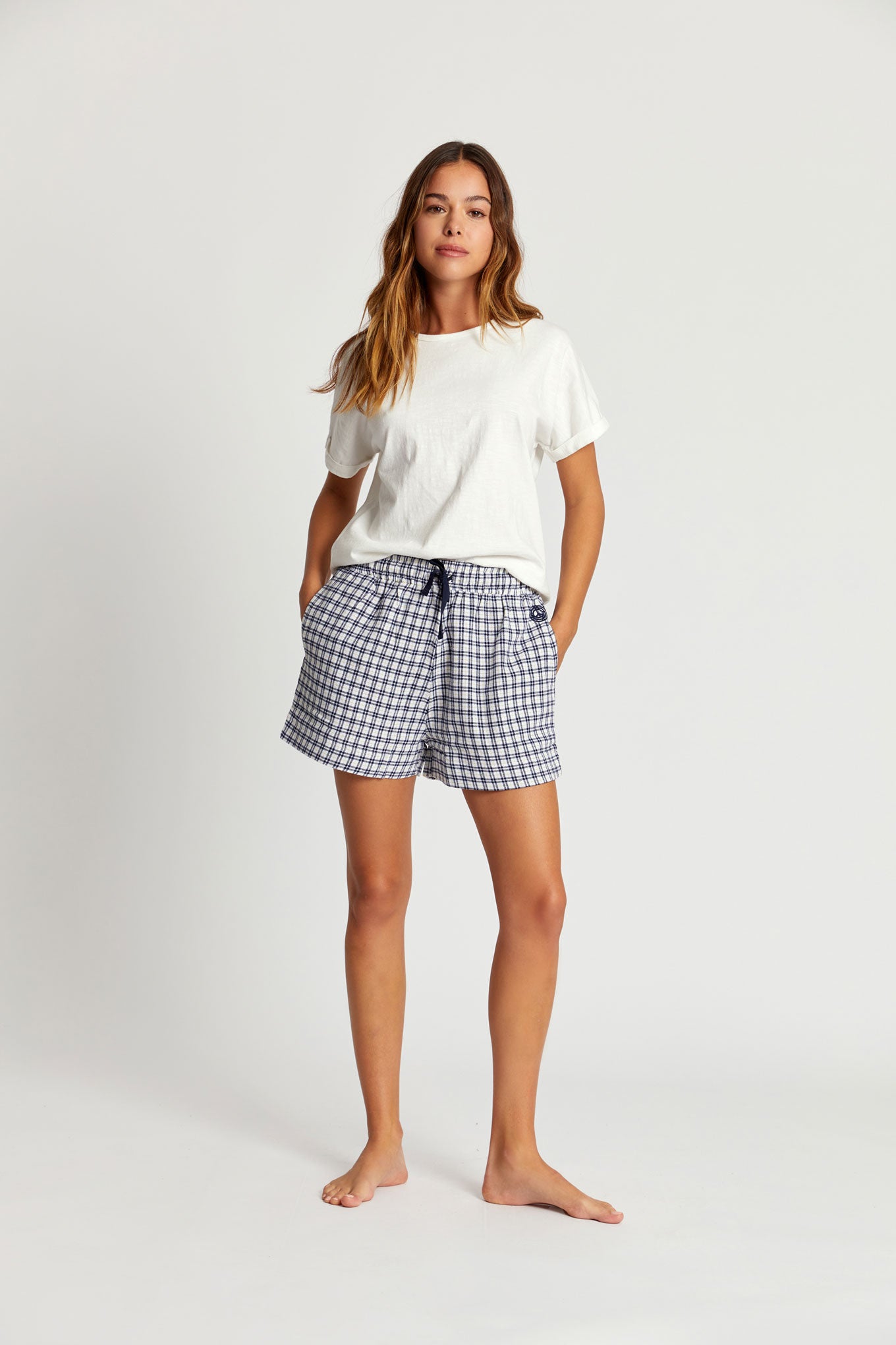 JIM JAM Womens - GOTS Organic Cotton Pyjama Shorts White