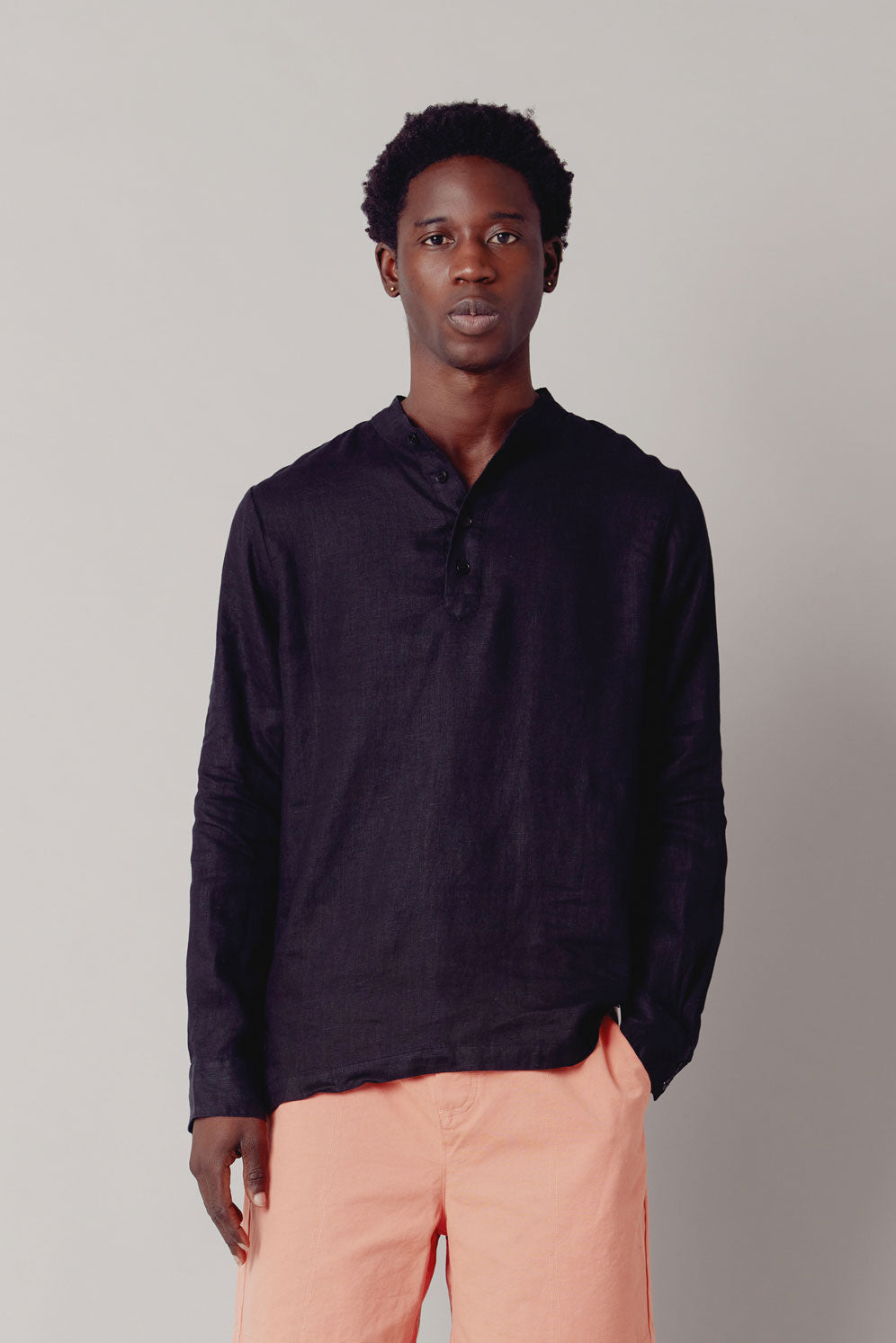 JULIAN Organic Linen Top Mens - Black