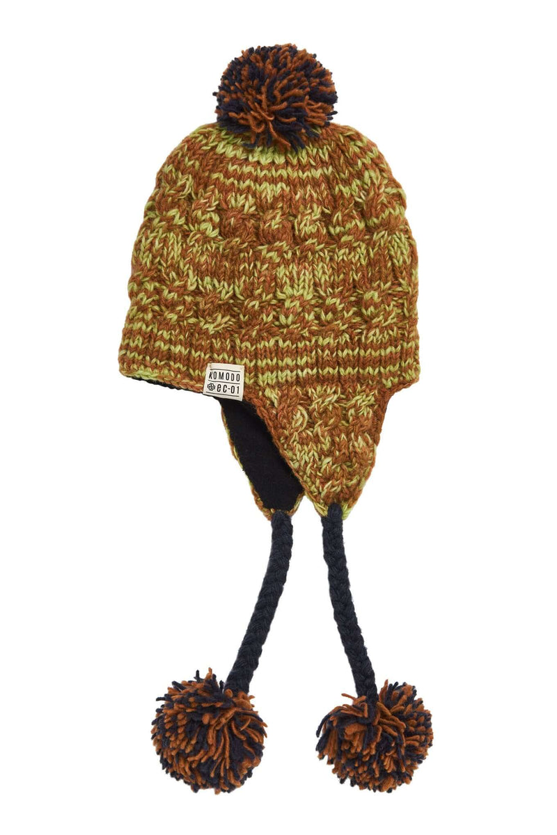 GIN - Fleece Lined Lambswool Hat Brown Space