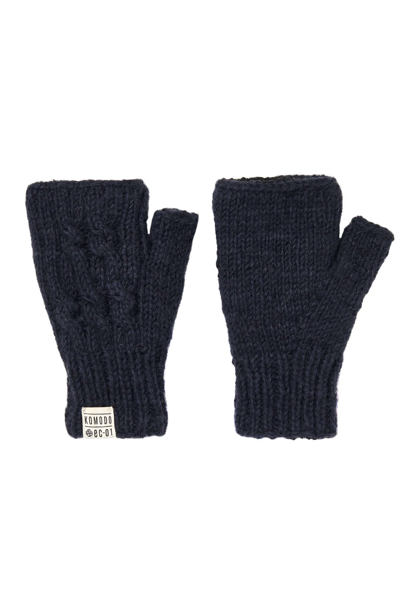 ENA - Fleece Lined Lambswool Mittens Navy