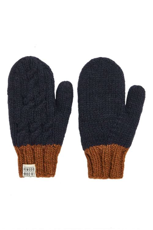 HAYA - Fleece Lined Lambswool Mittens Navy