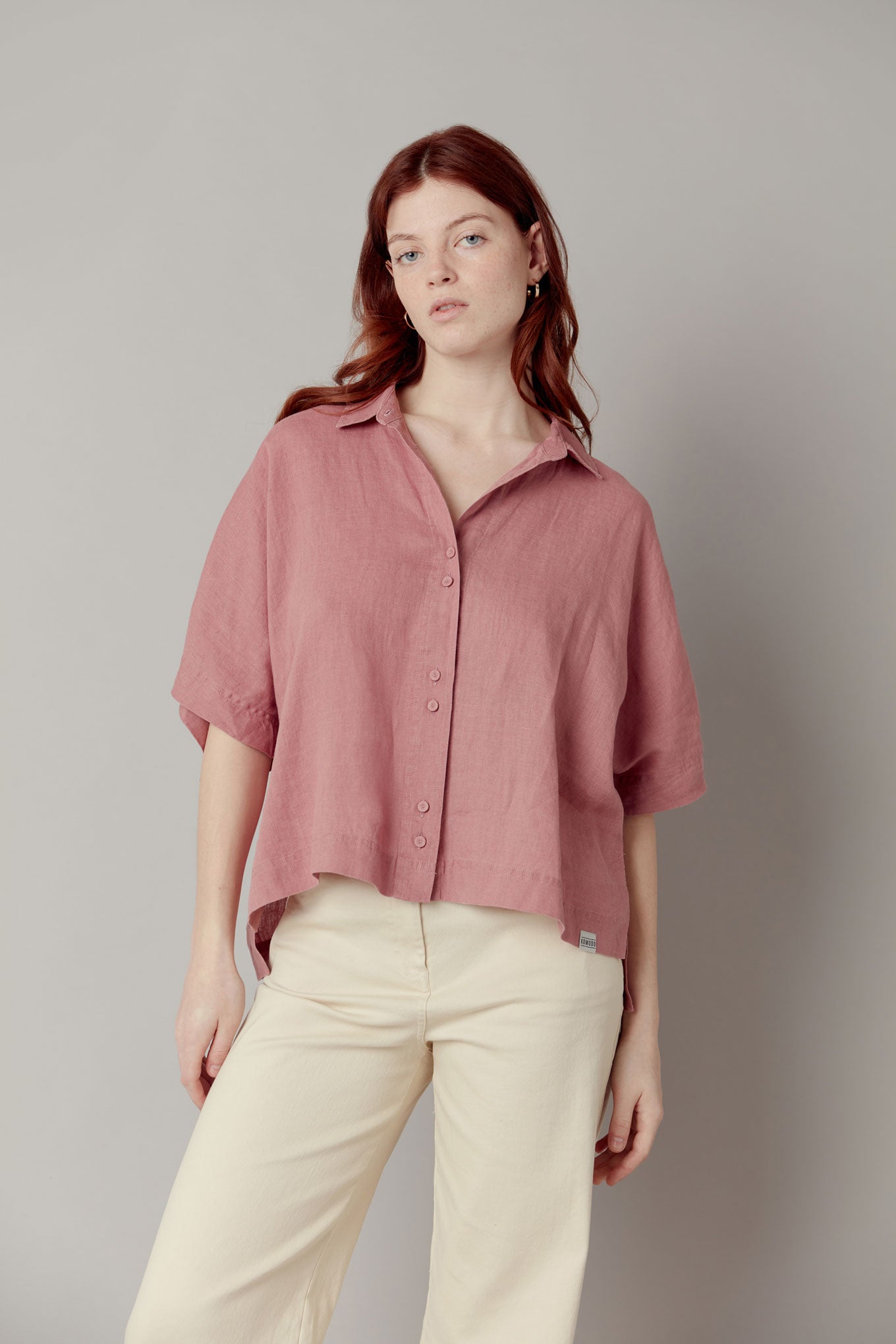 KIMONO Organic Linen Shirt - Dusty Pink