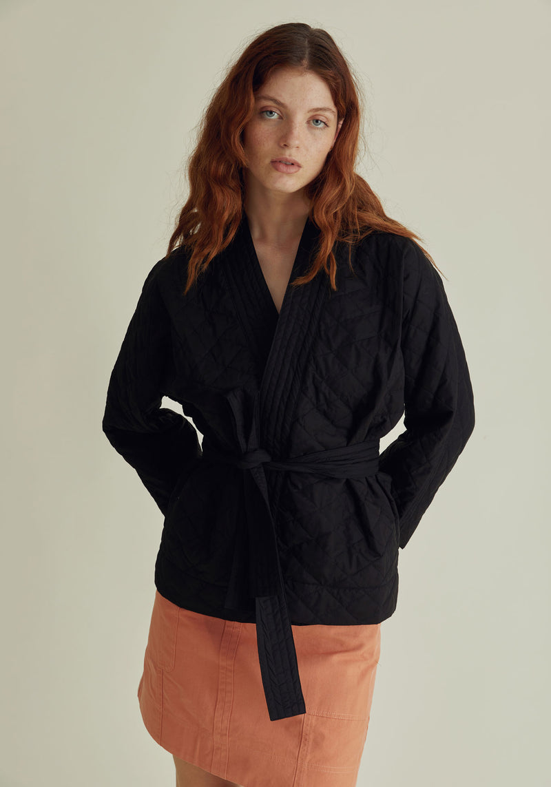 KISHI Organic Cotton Quilted Jacket - Black