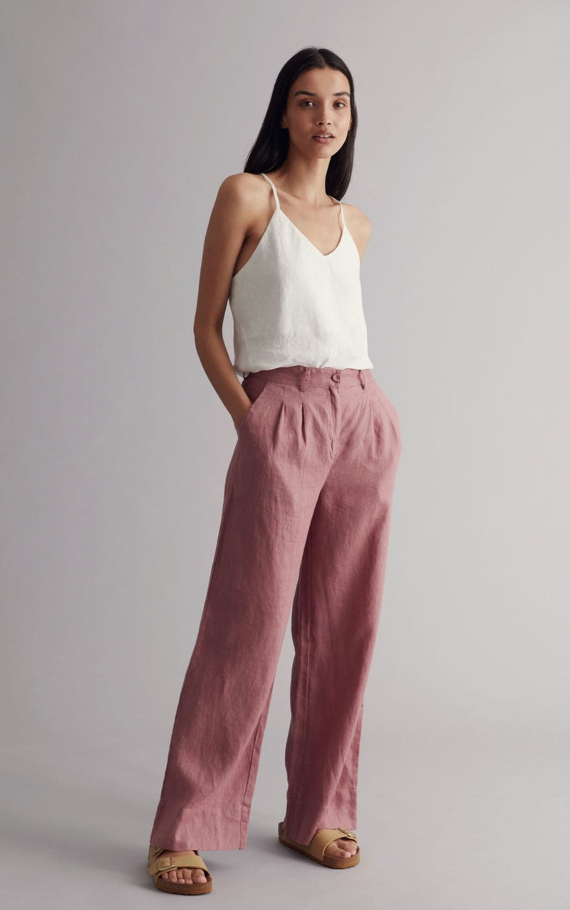 LION Organic Linen Trousers - Dusty Pink
