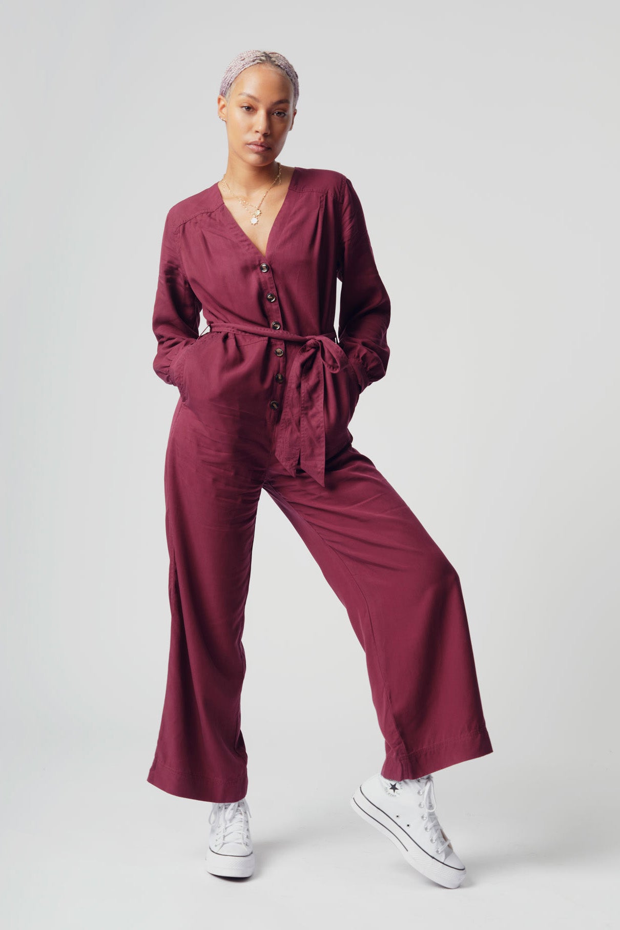 MAKI - Tencel Jumpsuit Cherry