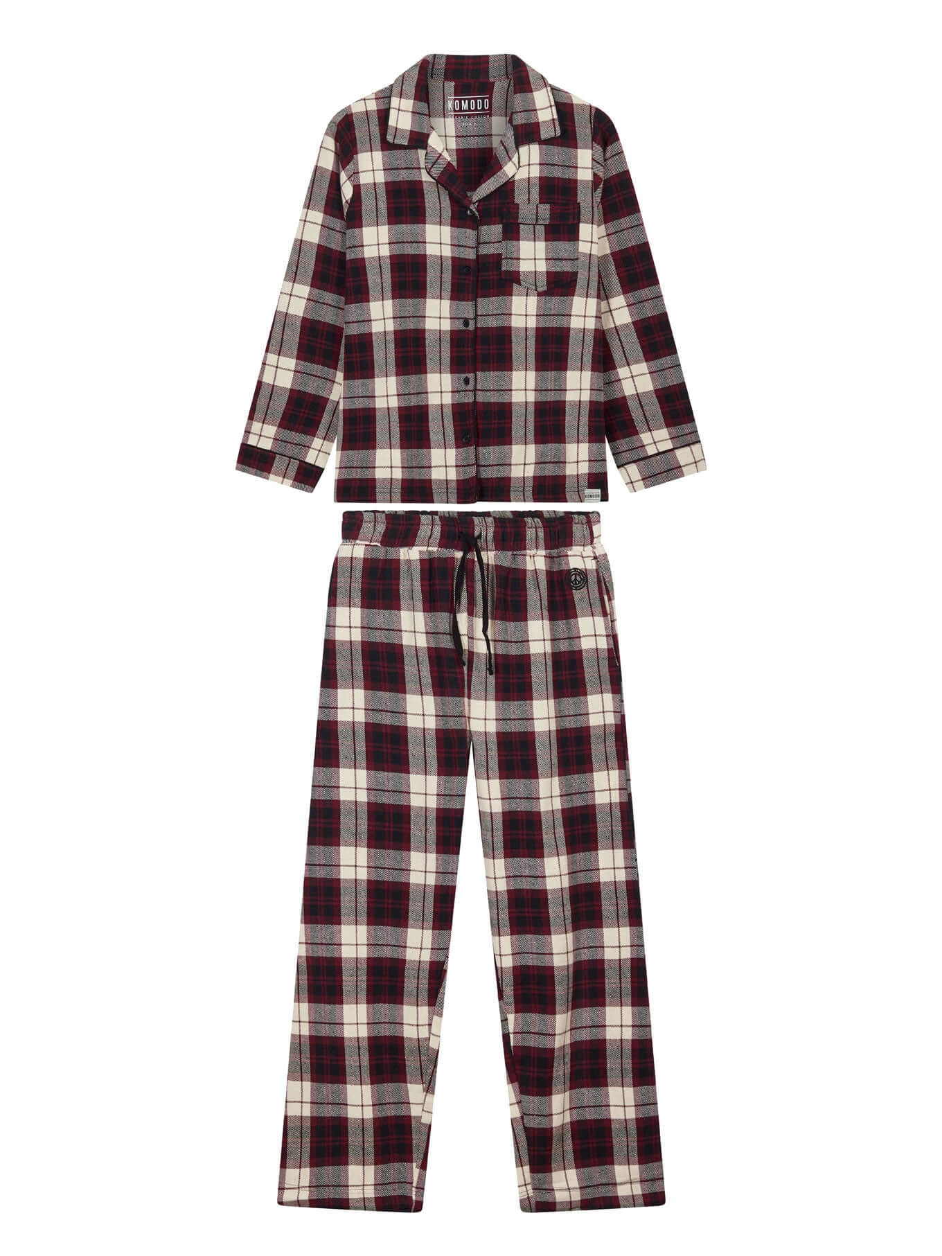 JIM JAM Womens - GOTS Organic Cotton Pyjama Set Maroon
