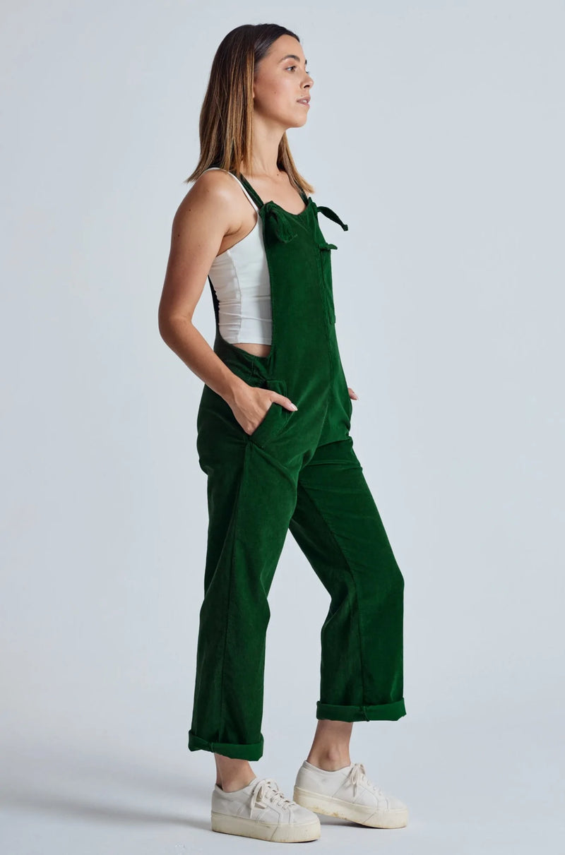 MARY-LOU Winter Green - Organic Cotton Dungarees by Flax &amp; Loom