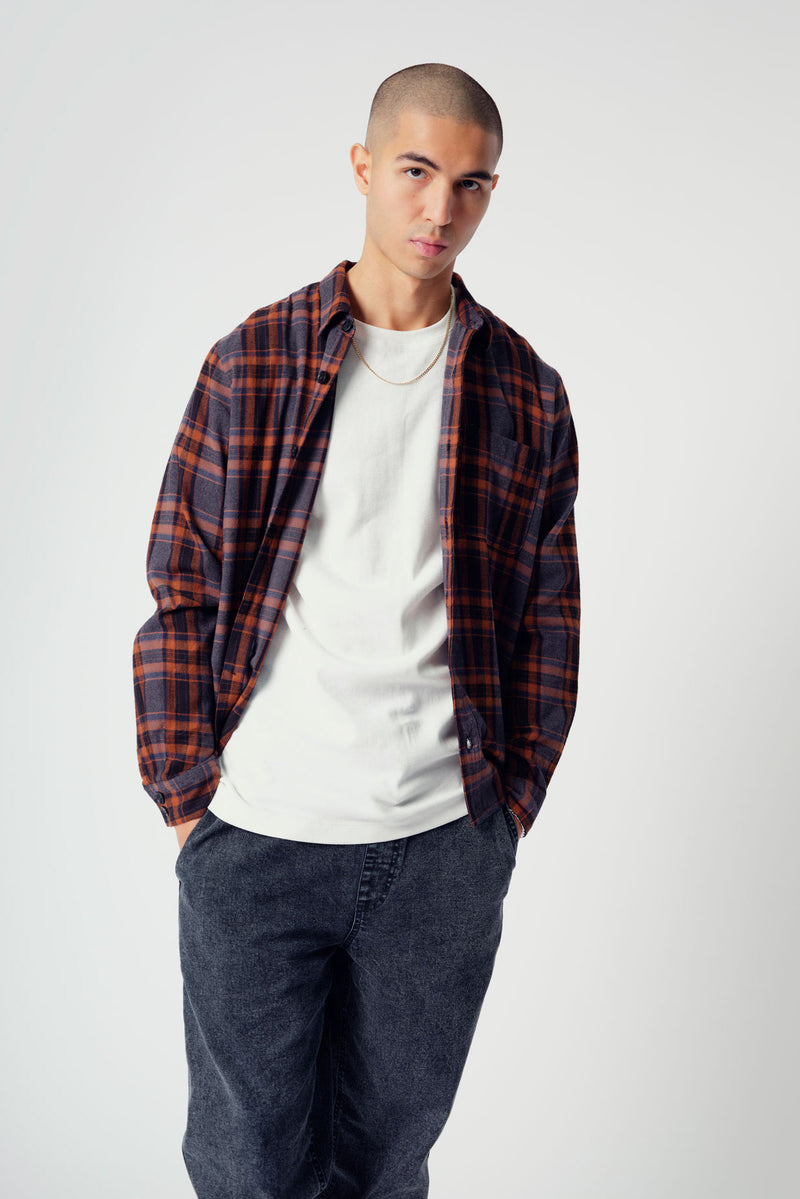 SANTI - Organic Cotton Shirt Tobacco Check