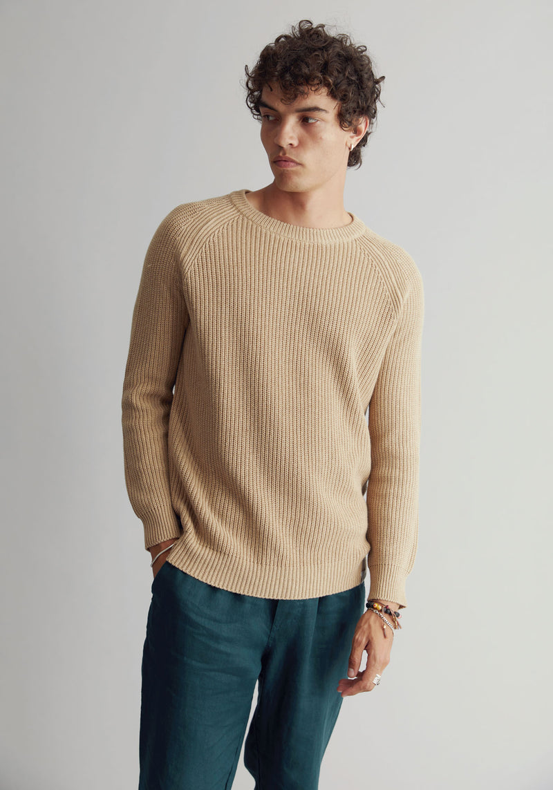 SERGIO Jumper Men&#39;s GOTS Organic Cotton - Sand