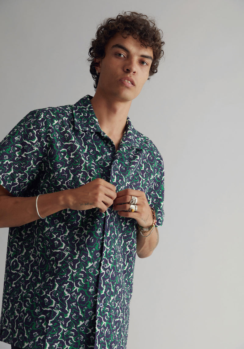 SPINDRIFT Shirt Mens - Navy Print