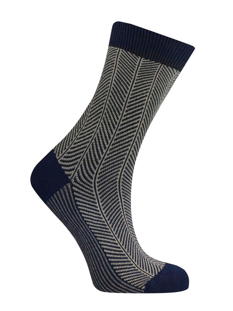 HERRINGBONE  - Organic Cotton Socks Navy