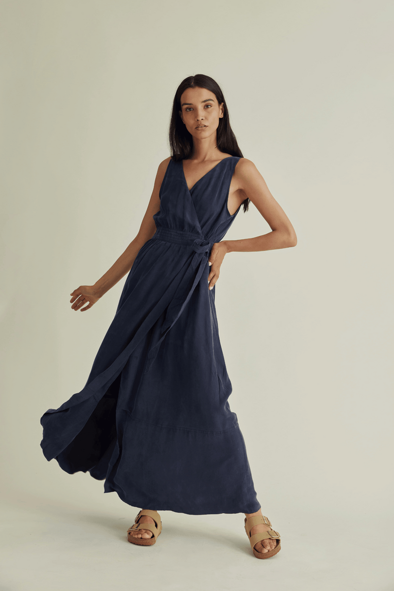 MIKA Dress - Cupro Dark Navy