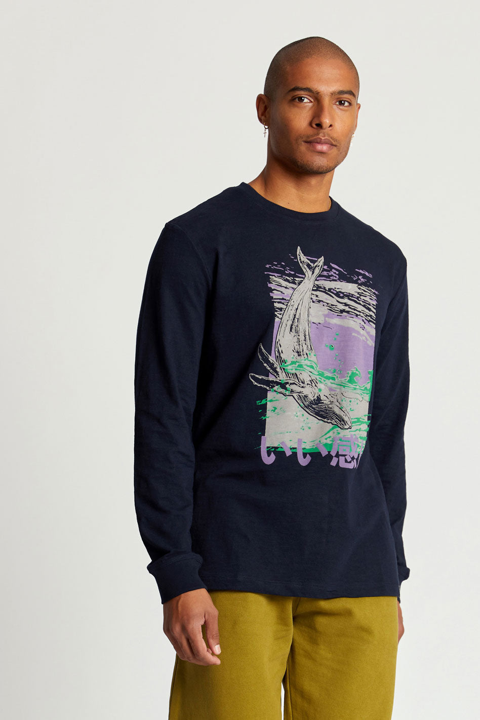 HAKON WHALE  - Organic Cotton Tee Navy
