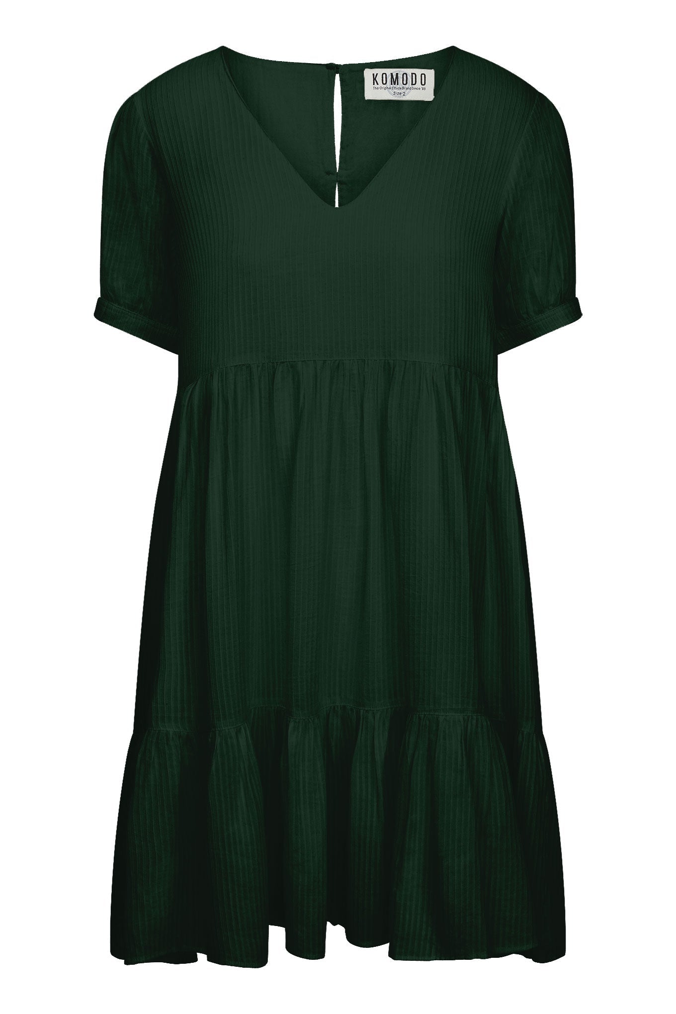 Dress - SKY Organic Cotton Tiered Mini Dress Forest Green