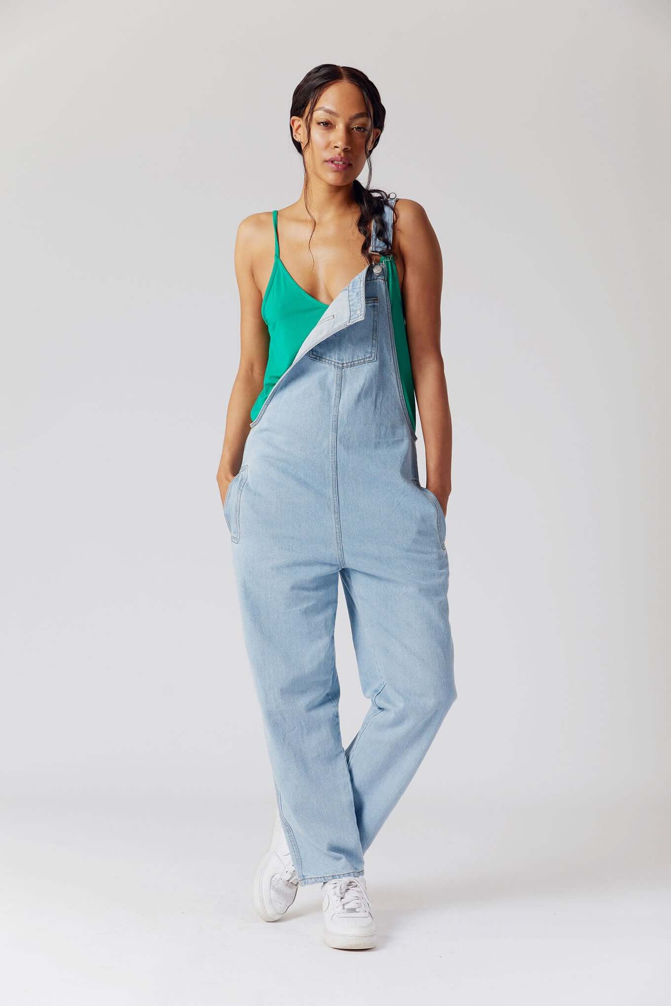 JOY Organic Cotton Denim Dungarees Stone Wash - Main Image