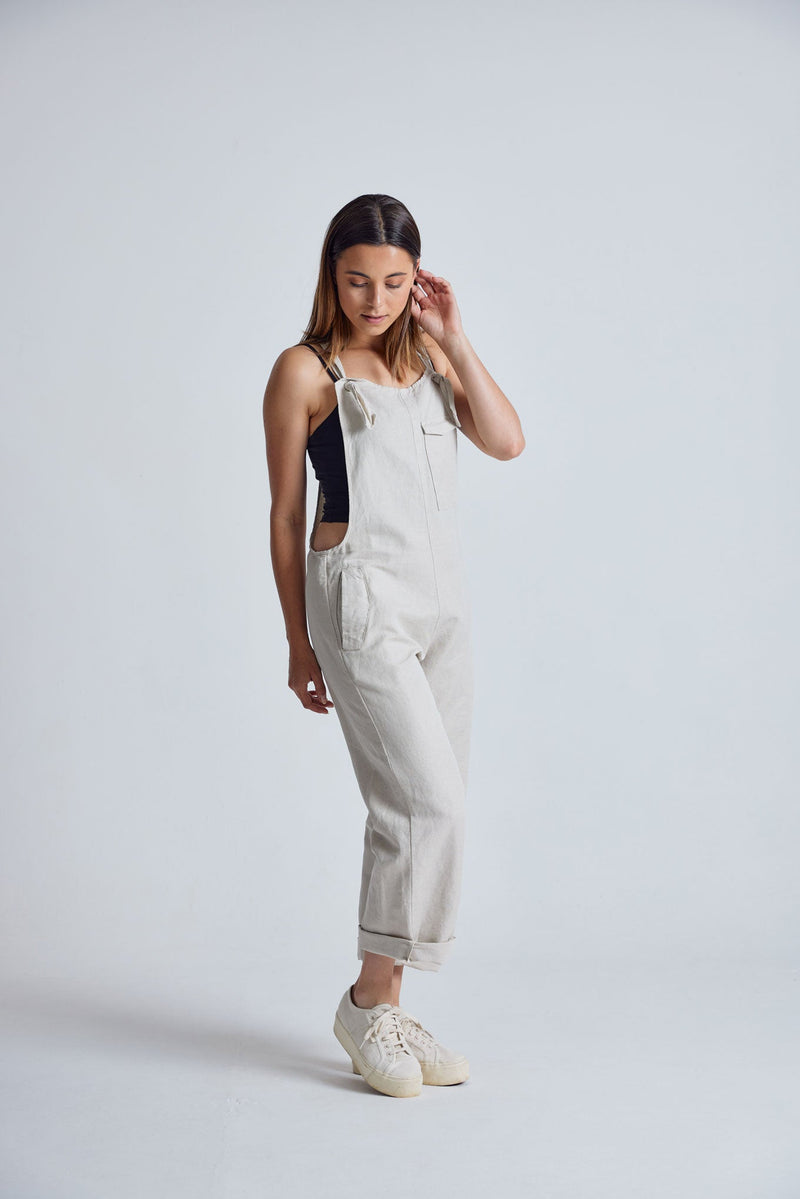 Dungarees - MARY-LOU Natural - GOTS Organic Cotton Dungarees By Flax &amp; Loom