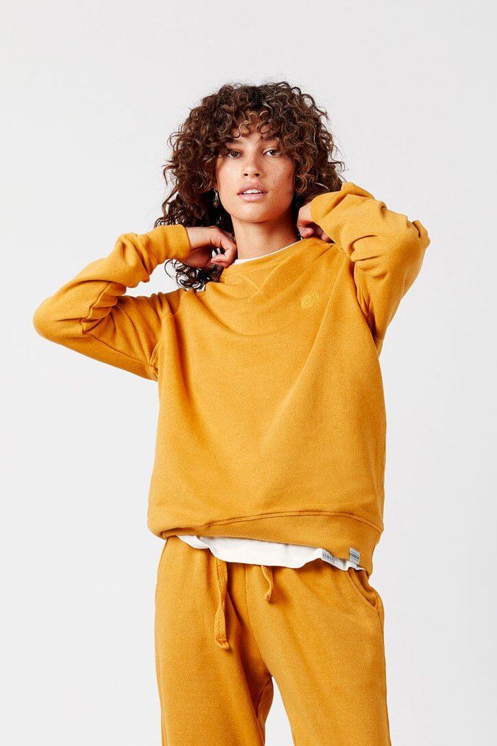Jumper - ANTON - GOTS Organic Cotton Melange Crew Mustard