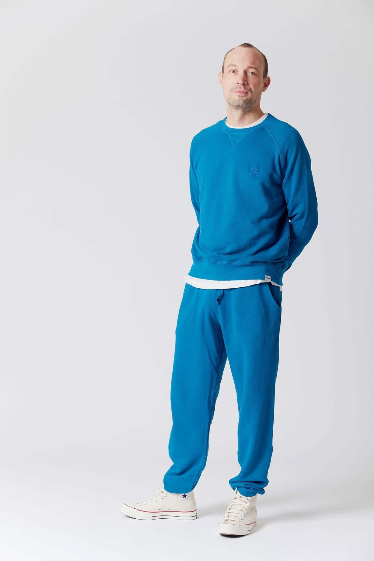 Jumper - ANTON Men&#39;s -GOTS Organic Cotton Crewneck Teal Blue