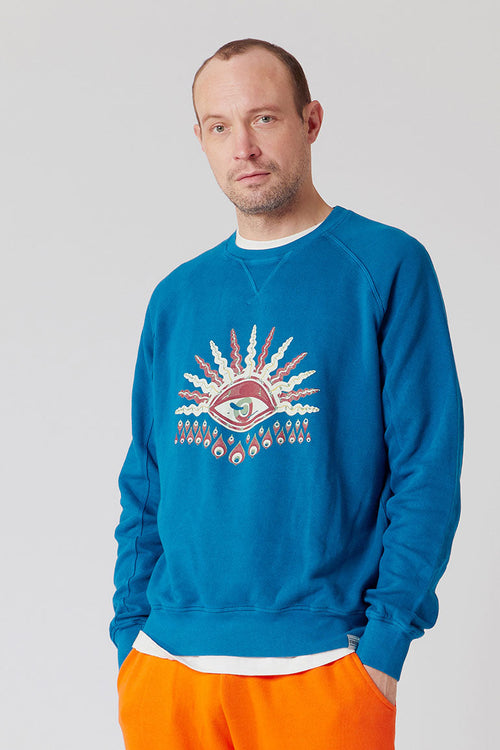 Jumper - KOMODO'S EYE - GOTS Organic Cotton Crewneck Teal Blue