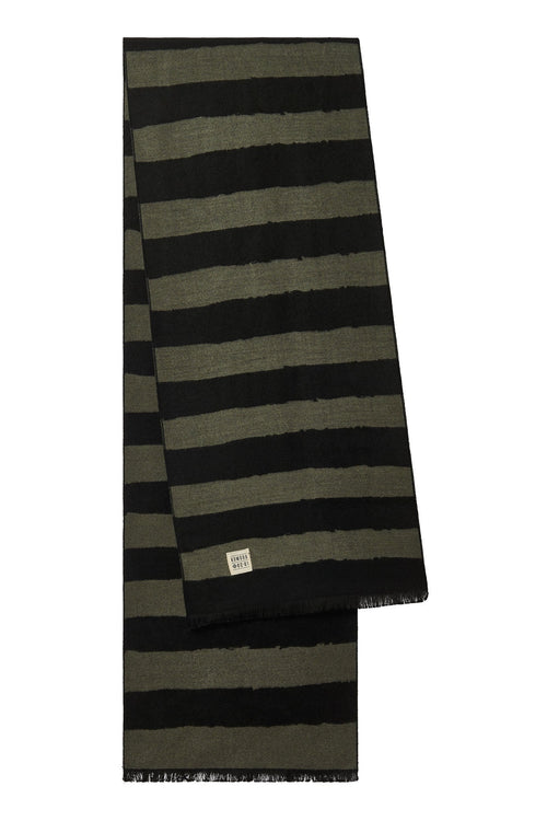 Scarf - G-STRIPE Rayon Shawl Coal & Moss