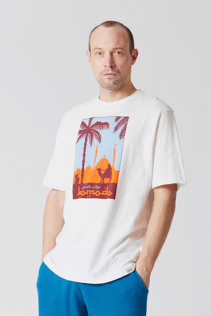 T-shirt - DESERT TOURS - GOTS Organic Cotton Tee Off-White