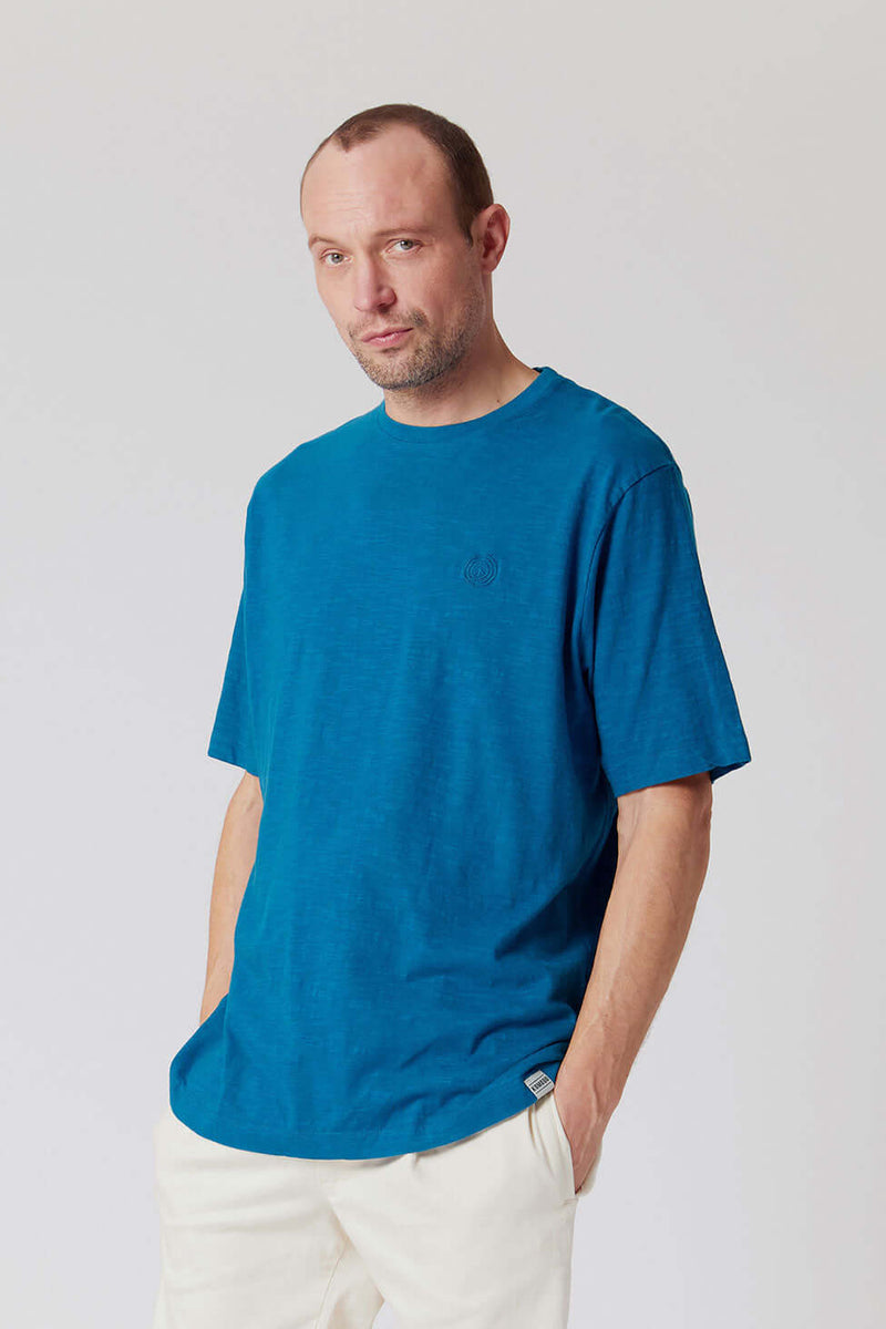 T-shirt - KIN - GOTS Organic Cotton Tee Teal  Blue