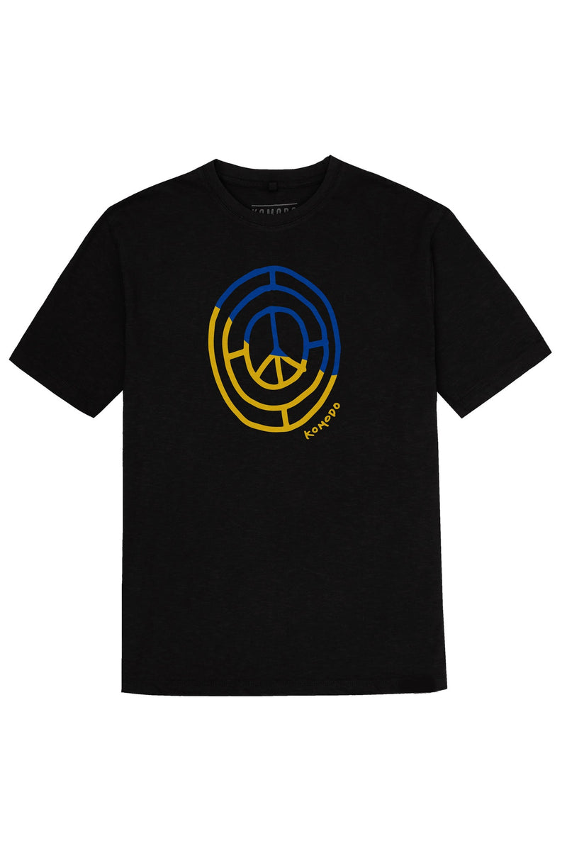 T-shirt - PEACE 4 UKRAINE Organic Cotton Mens Tee - Black