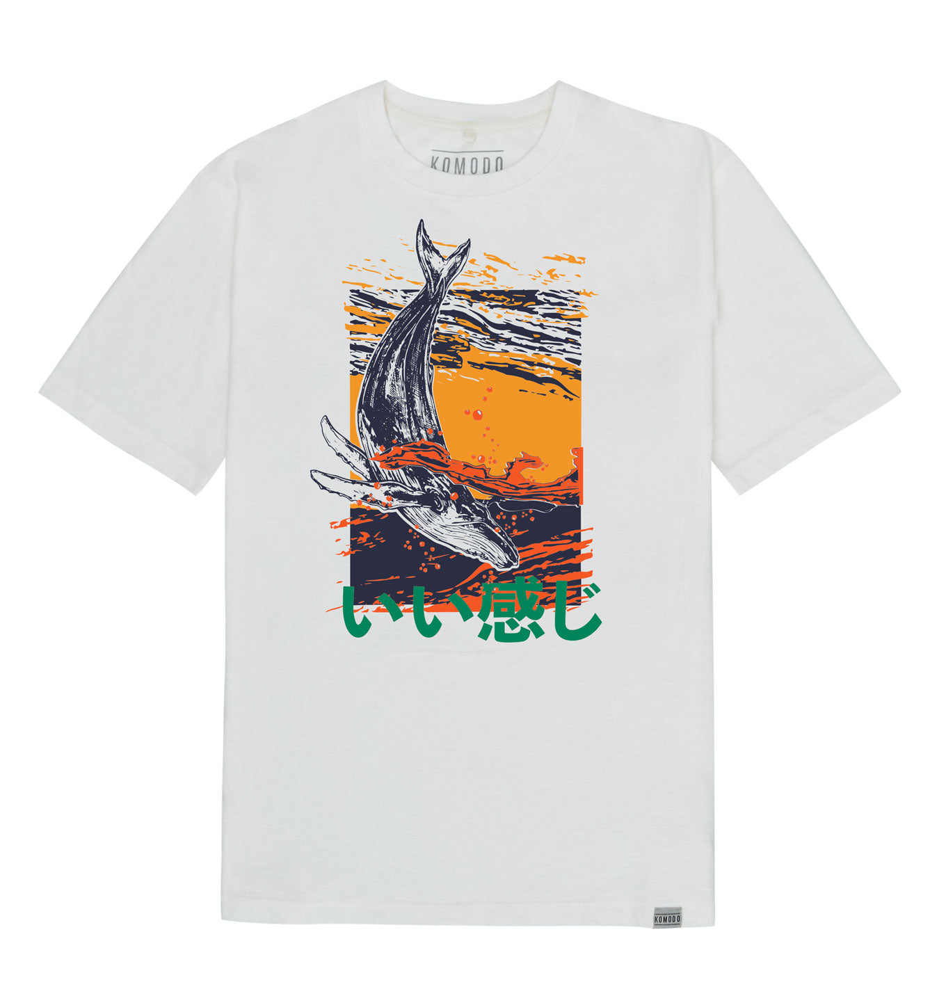 T-shirt - WHALE - GOTS Organic Cotton Tee Off White