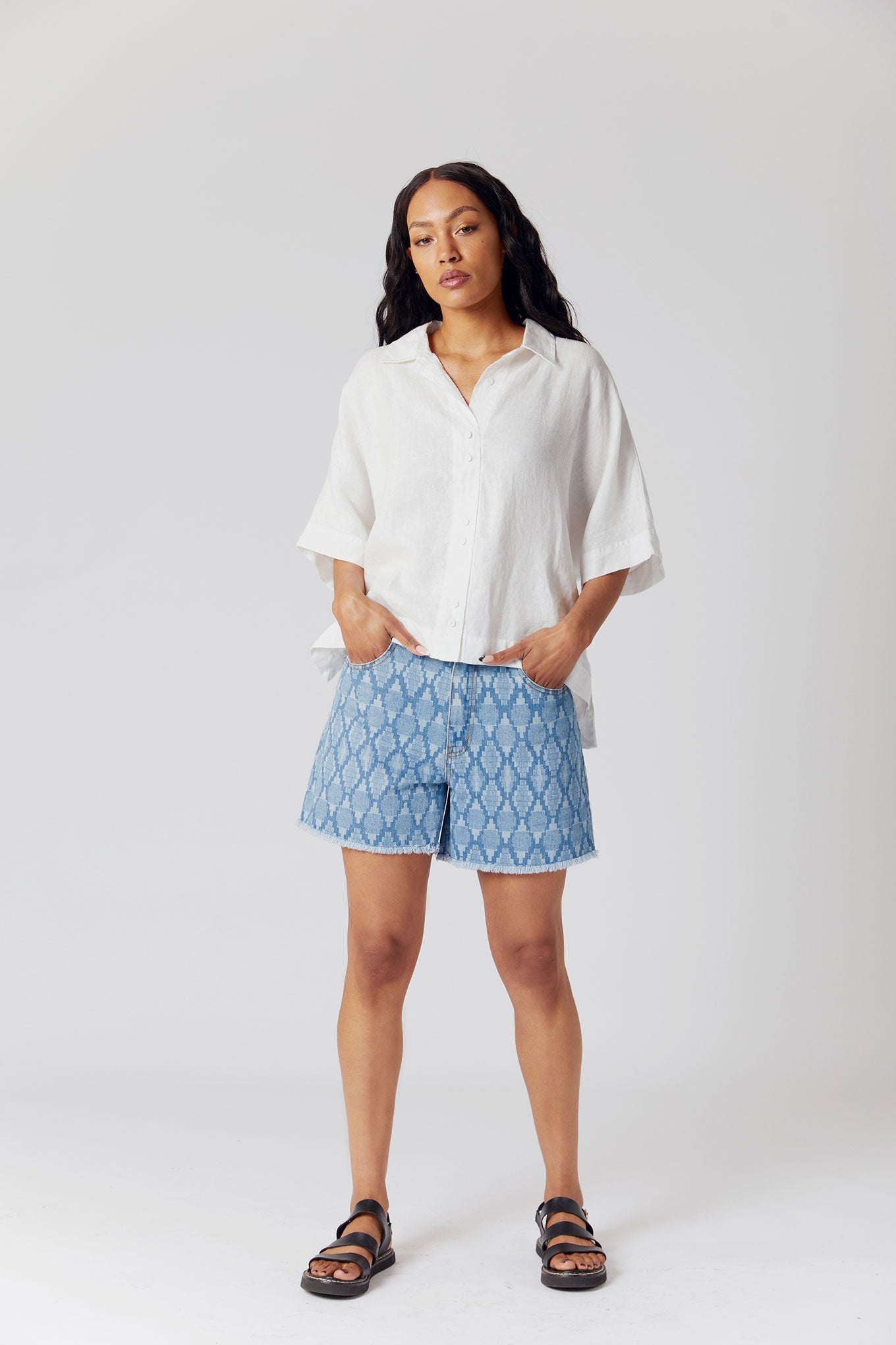 Top - KIMONO Linen Shirt Off White