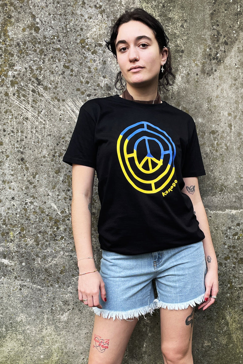 Top - PEACE 4 UKRAINE Organic Cotton Womens Tee - Black