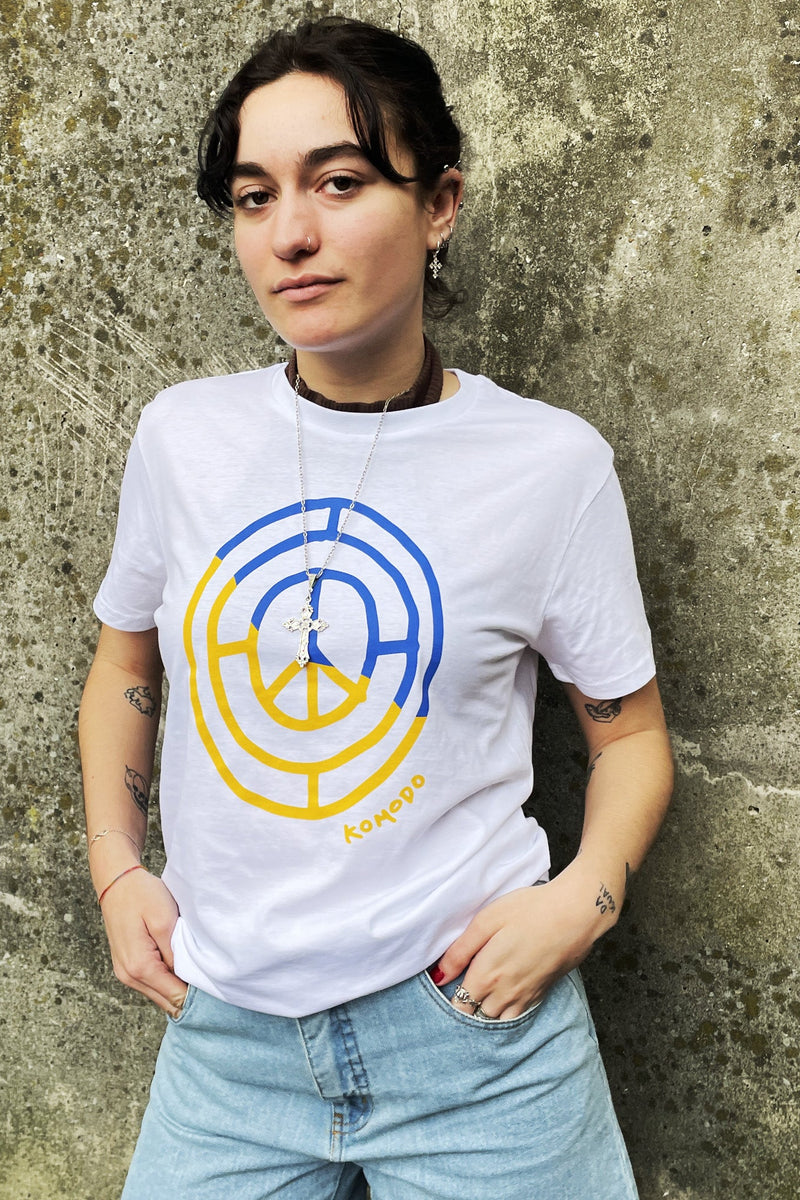 Top - PEACE 4 UKRAINE Organic Cotton Womens Tee - White