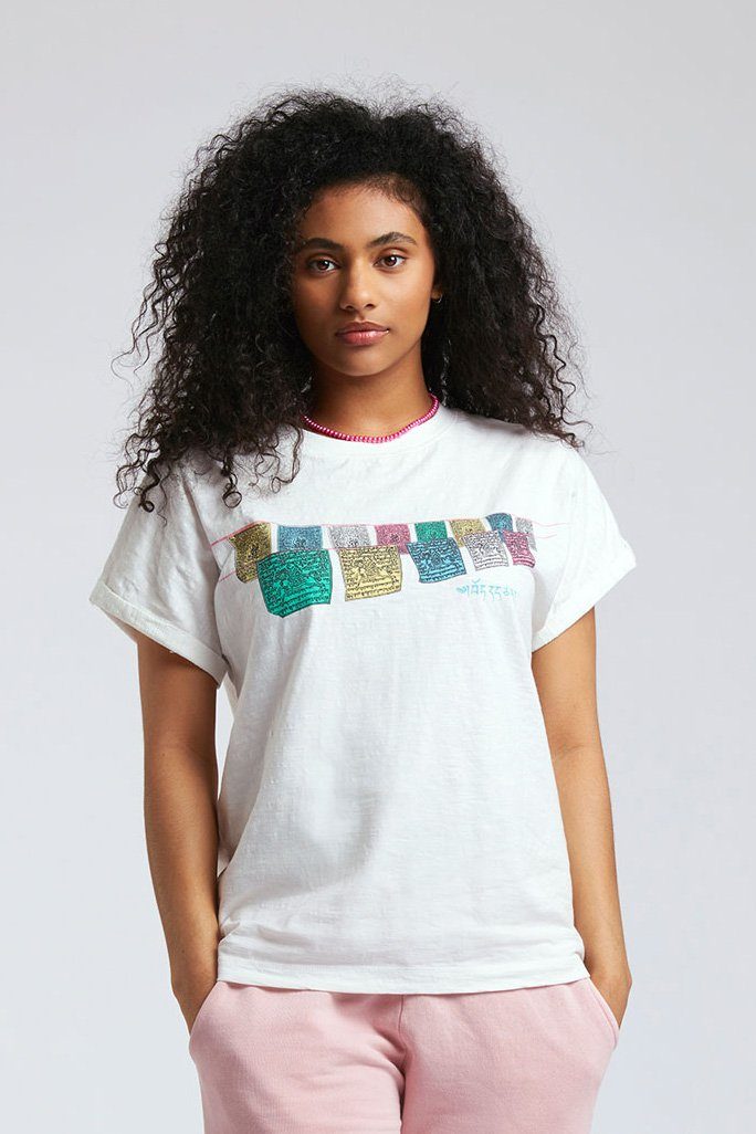 Top - SUNRISE FREE TIBET - GOTS Organic Cotton Tee Off White