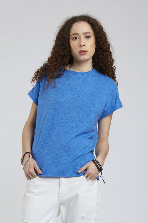 Top - SUNRISE Hemp Tee Cobalt Blue