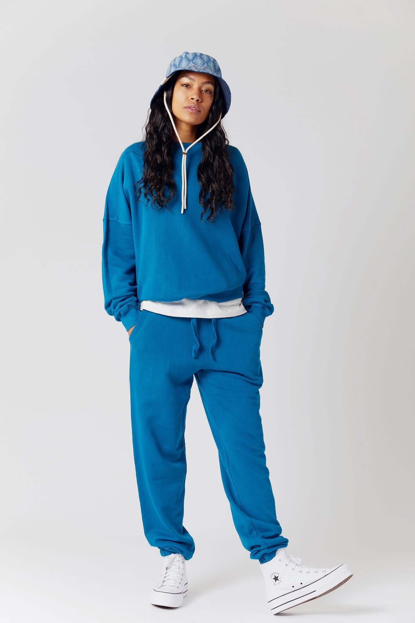 Trousers - EVIE Organic Cotton Joggers Teal Blue