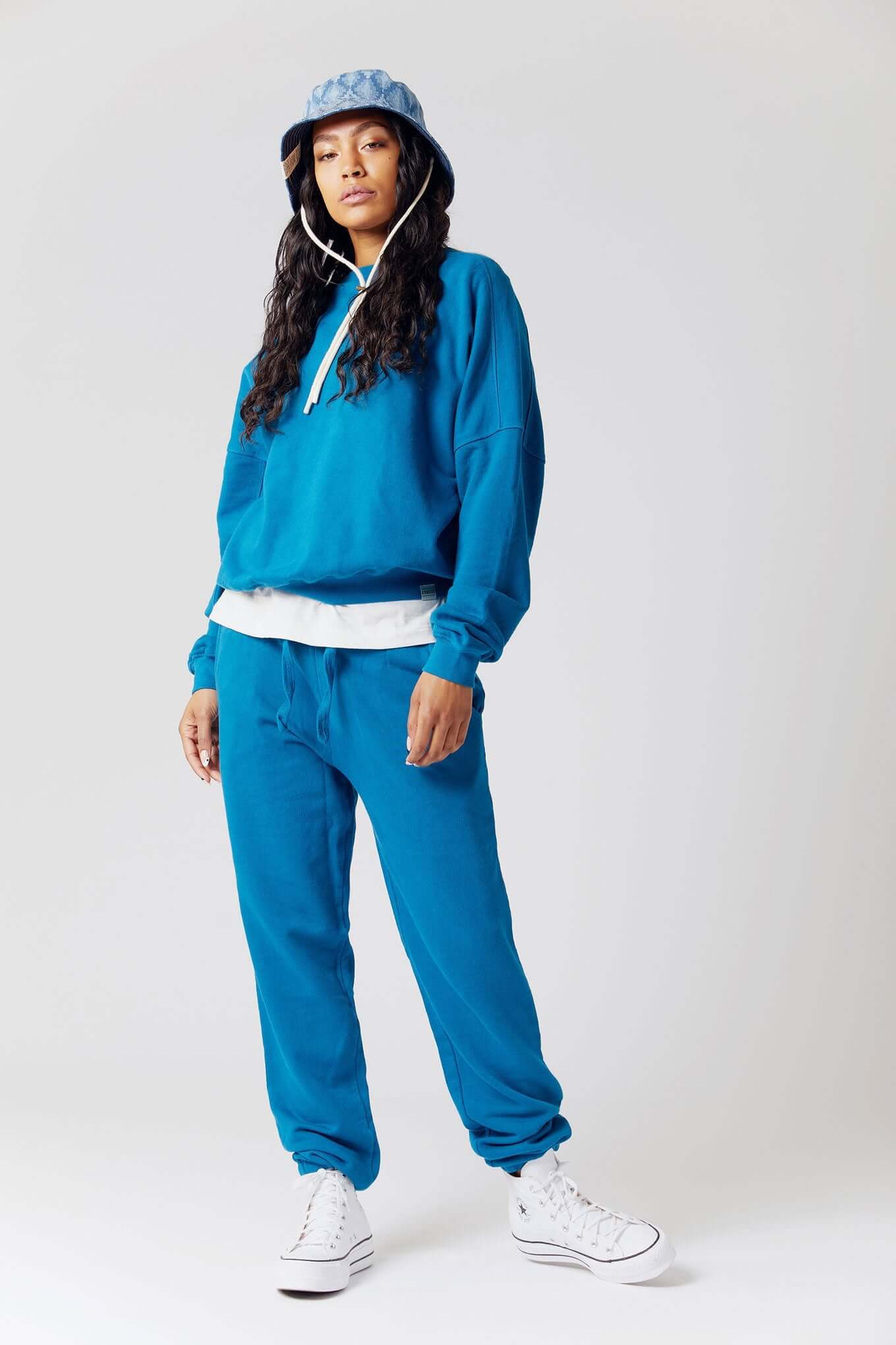Trousers - EVIE Organic Cotton Joggers Teal Blue
